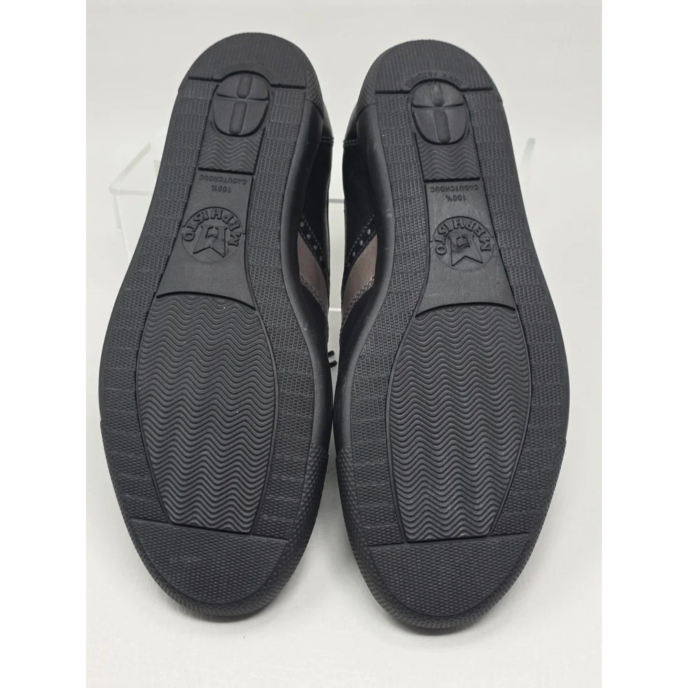 Mephisto Bonito Sneakers Mens Size 8 Leather Black & Tan Walking Casual Comfort